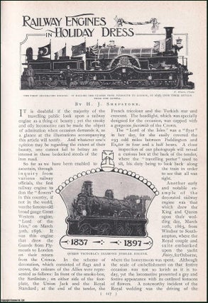 Item #244733 Railway Engines decorated in Holiday Dress. An uncommon original article from the...