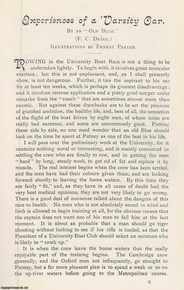 Item #245274 Experiences of a Varsity Oar. 8 pages & 6 illustrations. An article printed in...