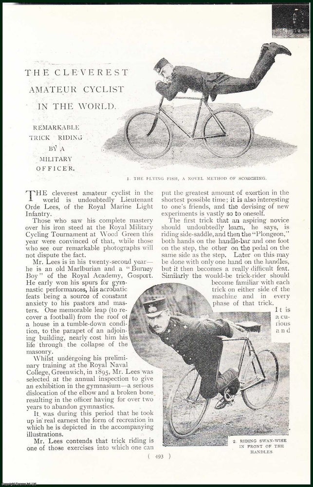 Item #247891 Lieutenant Orde Lees, of the Royal Marine Light Infantry and His Remarkable Trick Riding : The Cleverest Amatuer Cyclist in the World. An uncommon original article from the Harmsworth London Magazine, 1898. Stated.