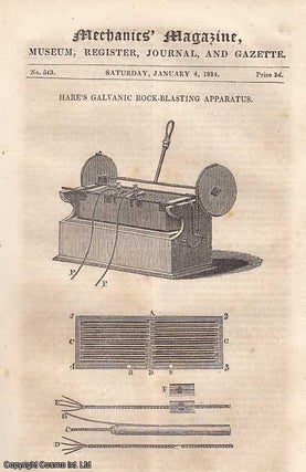 Item #248439 Hare's Galvanic Rock-Blasint Apparatus; The Relation Between A Machine And Its...