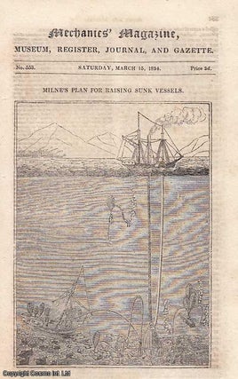 Item #248449 Milne's Plan For Raising Sunk Vessels; The Neilgherry Hills - No. II. [India]; Mr....
