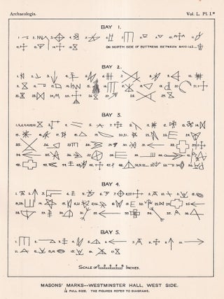 Masons' Marks at Westminster Hall. An article printed in 1887, written by Edwin Freshfield : 4 pages + 4 plates.