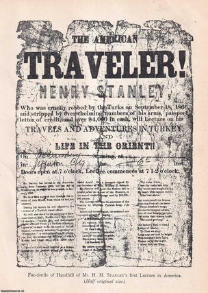 Facsimile Handbill of Henry M. Stanley's First Lecture : Henry. Strand Magazine.