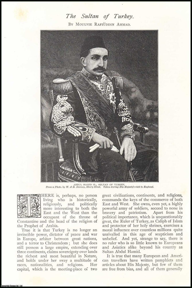 Item #252340 The Sultan of Turkey. An uncommon original article from The Strand Magazine, 1893. Moulvie Rafiuddin Ahmad.
