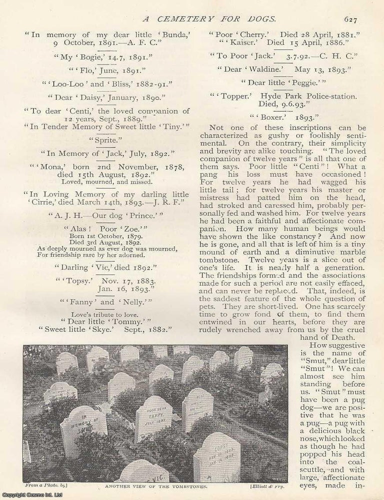 Item #252344 A Cemetery For Dogs, Hyde Park. 9 pages. Illustrated with photographs &...