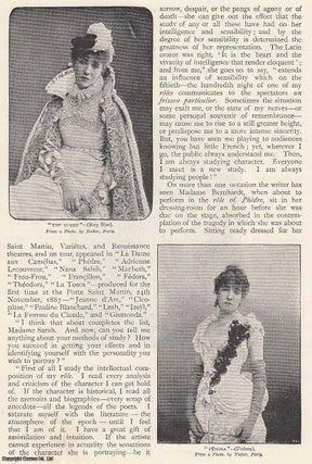 Sarah Bernhardt, French Actress : Illustrated Interview. An uncommon original. Edward John Hart.
