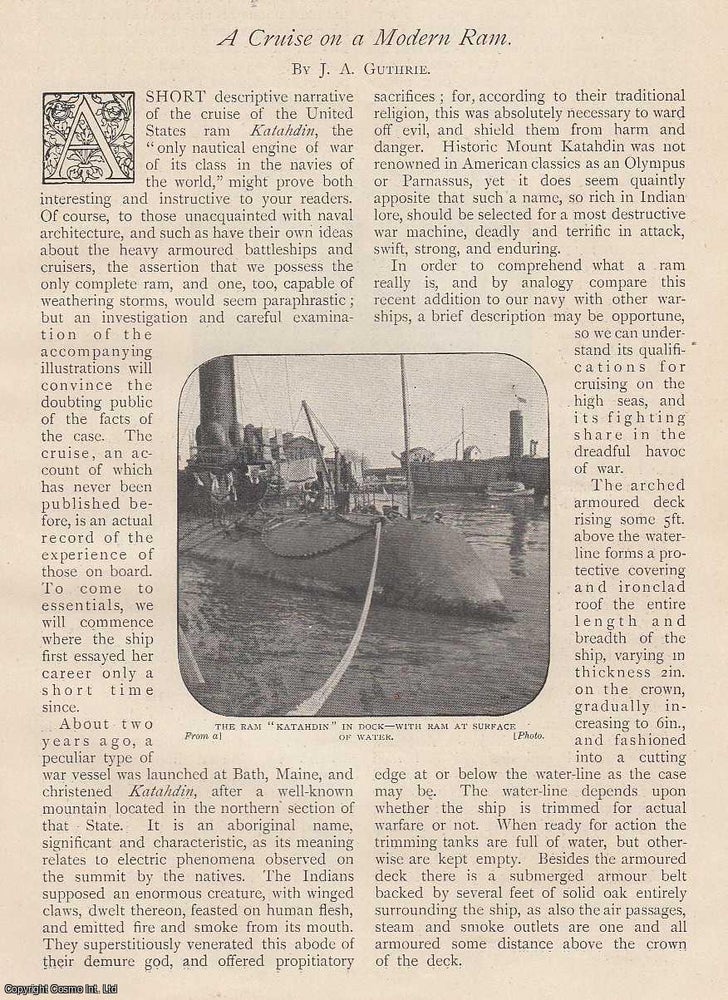 Item #253113 A Cruise on a Modern Ram. The Katahdin. 4 pages. Illustrated with photographs. An...