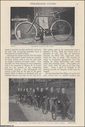 Item #253279 Remarkable Cycles. An uncommon original article from The Strand Magazine, 1899....