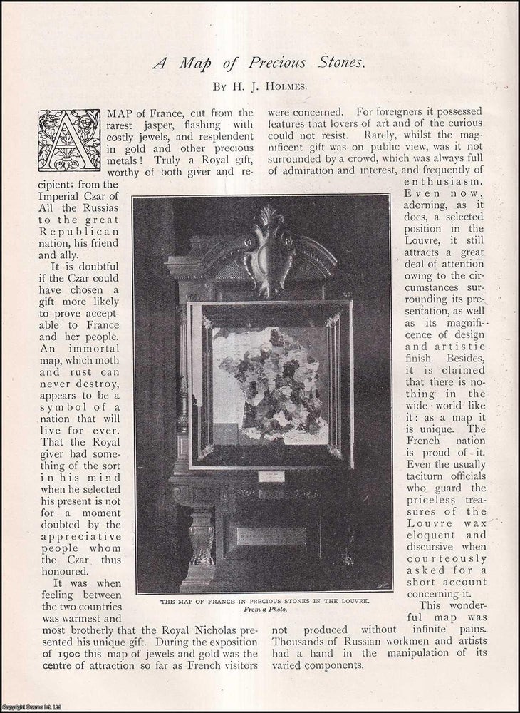 Item #253531 A Map of France Made of Precious Stones. Cut from the Rarest Jasper. 4 pages....