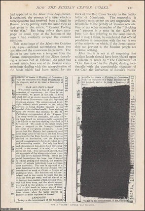 Item #253740 How the Russian Censor Works. Illustrated with Examples of the Censor's Blacking...