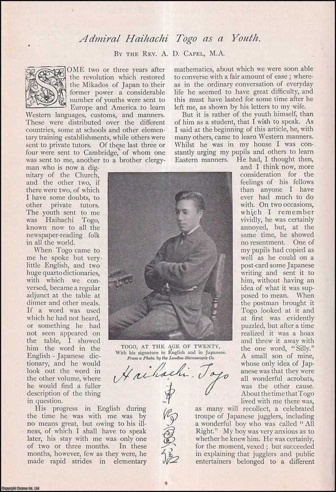 Item #253770 Admiral Haihachi Togo as a Youth : he served as a Gensui or Admiral of the fleet in...