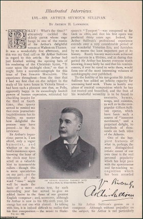 Item #254514 Sir Arthur Seymour Sullivan. Illustrated Interview. An uncommon original article...