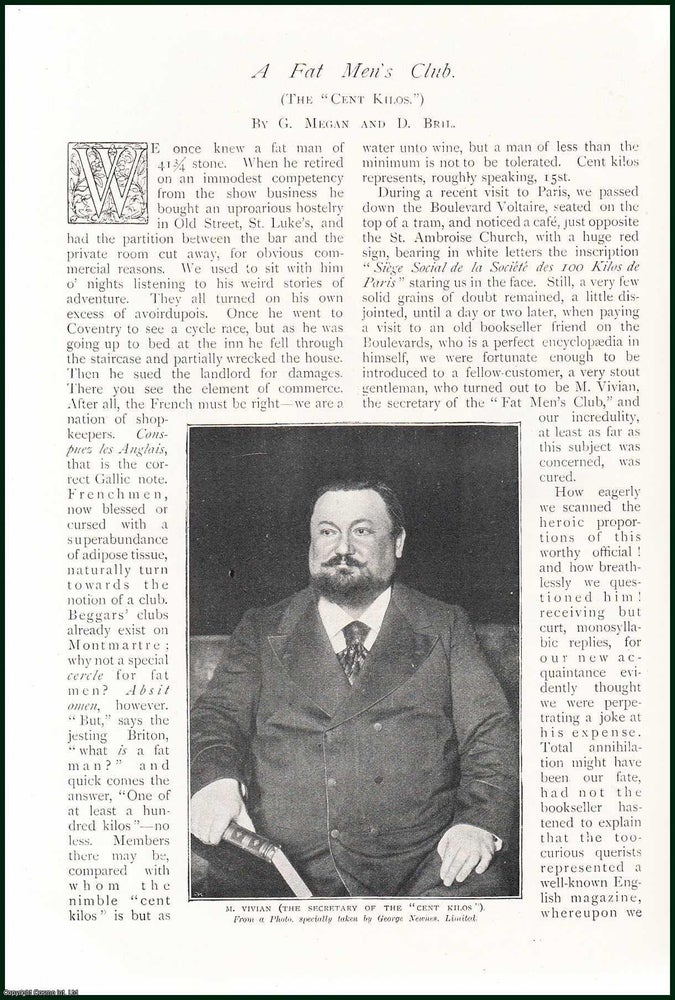 Item #254595 A Fat Men's Club : The Cent Kilos. 5 pages, illustrated. An article printed in...