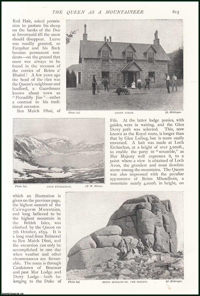Item #254608 Beinn Mheadhoin ; Loch Etchachan ; Dubh Loch ; Linn of Dee & more : The Queen as a Mountaineer. An uncommon original article from The Strand Magazine, 1898. Alex I. McConnochie.