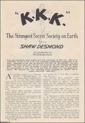 KKK. Ku Klux Klan. The Strangest Secret Society on Earth. Shaw Desmond., W C.
