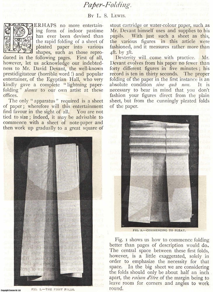 Item #256999 Paper Folding : Rapid Folding of a Sheet of Pleated Paper. The Strand Magazine :...
