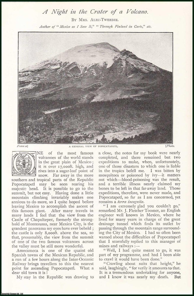 Item #257238 A Night in The Crater of a Volcano, Popocatapeti, Mexico. An uncommon original article from The Strand Magazine, 1902. Mrs Alec-Tweedie.