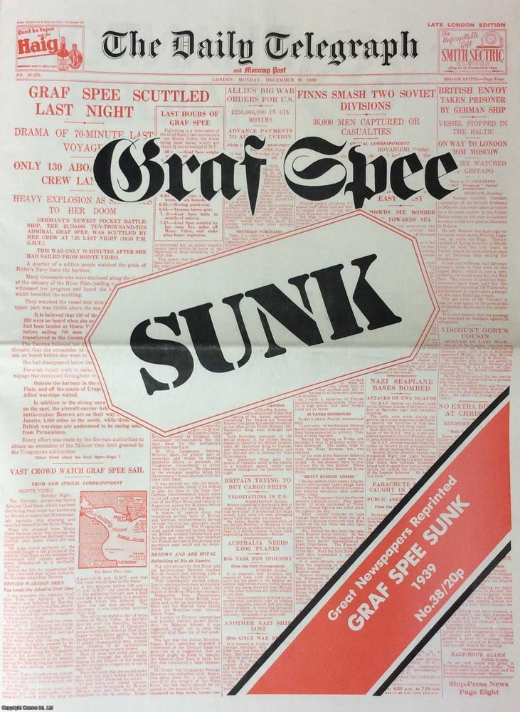 Item #257938 Graf Spee Sunk 1939. The Daily Telegraph. Monday, December 18th, 1939. Great...