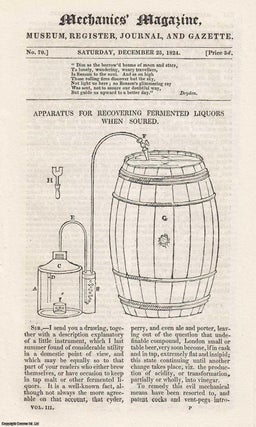 Item #258309 Apparatus for Recovering Fermented Liquors when Soured, Safety Coffin Case for the...