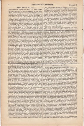 New South Wales. Major Mitchell's Explorations. Discovery of Australia Felix, or The Happy. TOGETHER WITH Native of The Darling. A two part article contained in The Saturday Magazine, 1839.