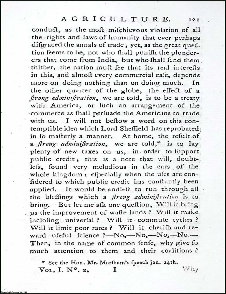 Item #263475 A Coup D'Oeil on the Present State of the Nation. 5 pages. An article printed...