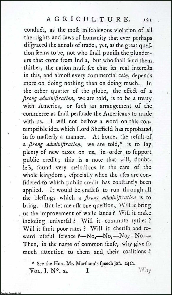 Item #263475 A Coup D'Oeil on the Present State of the Nation. 5 pages. An article printed...