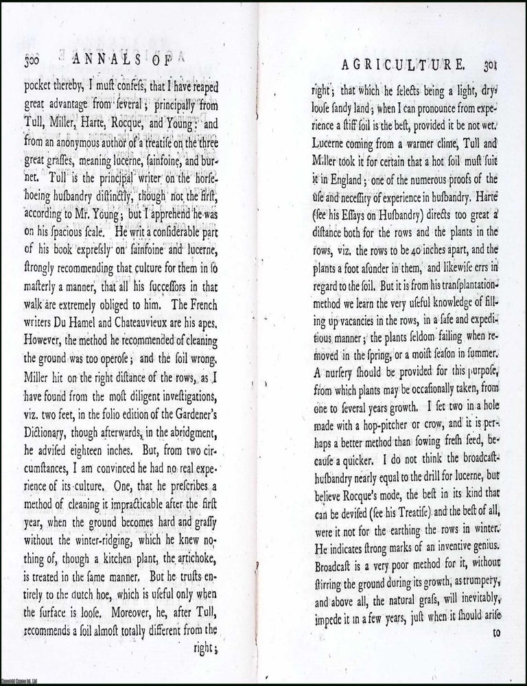 Item #263486 Observations on the Culture of Lucerne. A rare original article from the Annals of...