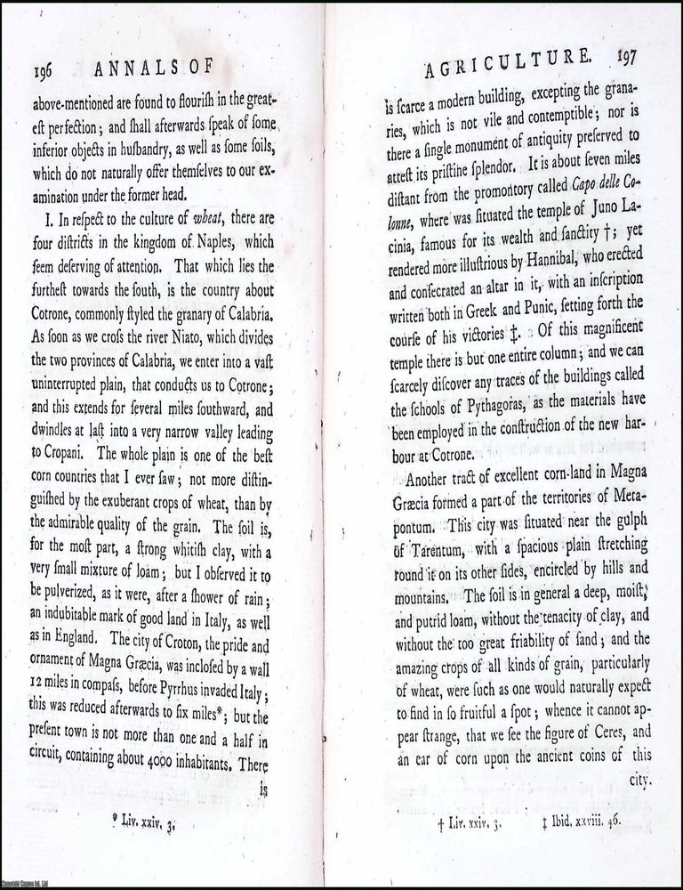 Item #263504 1784. Upon the Soil of Italy. 22 pages. An article printed in 1784, written by John...