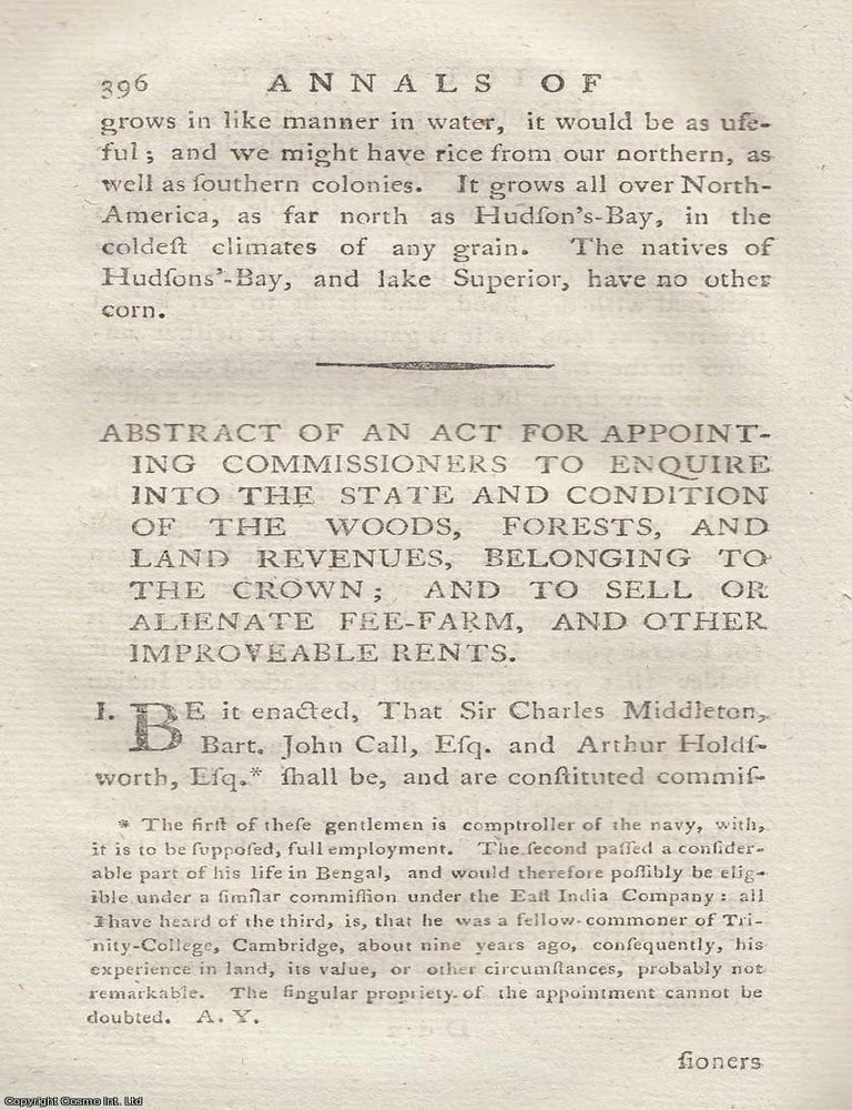 Item #263600 Abstract of an Act for Appointing Commissioners to Enquire into the State and...
