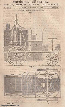 Item #265787 Design For a Steam-Drag; Peterborough-Court Conversazione, etc. Mechanics' Magazine,...
