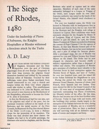 Item #267214 The Siege of Rhodes, 1480. An original article from History Today magazine, 1968. A...