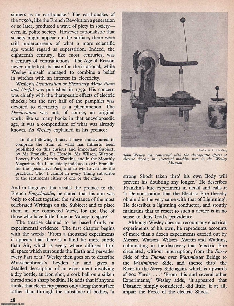 Item #267269 John Wesley and The Age of Reason. An original article from History Today magazine, 1969. Stuart Andrews.