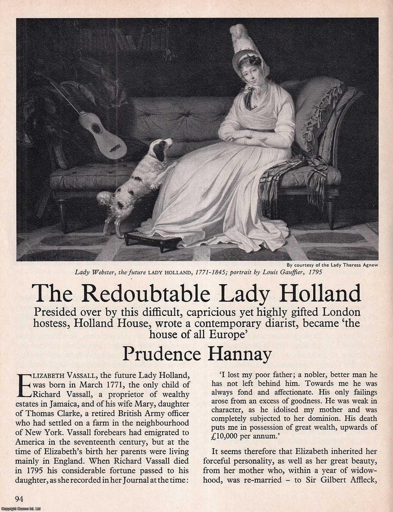Item #267624 The Redoubtable Lady Holland. An original article from History Today magazine, 1973....