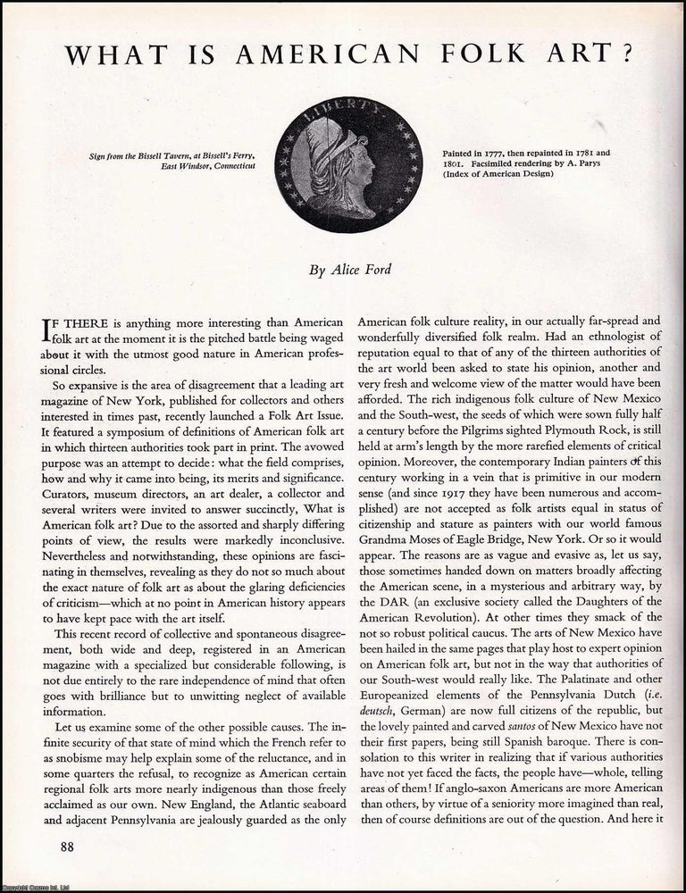 Item #268214 What is American Folk Art ? An original article from The Studio Magazine of Fine...