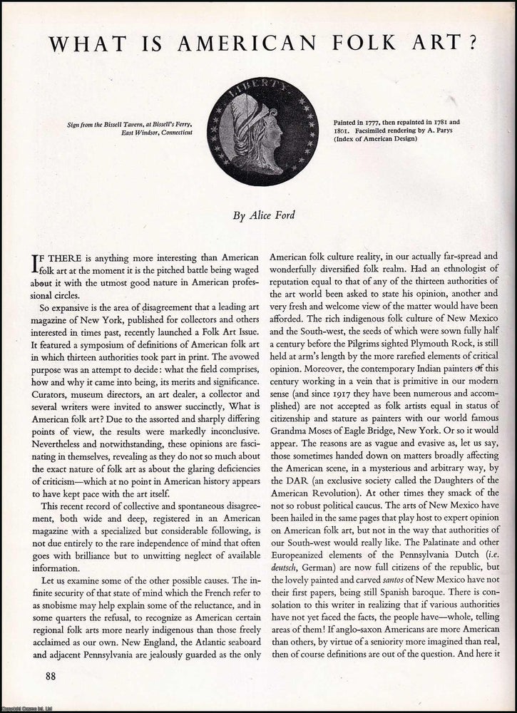 Item #268214 What is American Folk Art ? An original article from The Studio Magazine of Fine...