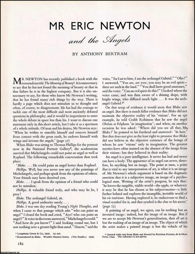 Item #268227 Mr Eric Newton and The Angels : English artist, writer, broadcaster, & art...