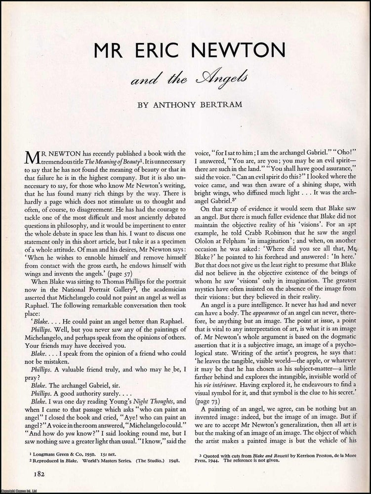 Item #268227 Mr Eric Newton and The Angels : English artist, writer, broadcaster, & art...