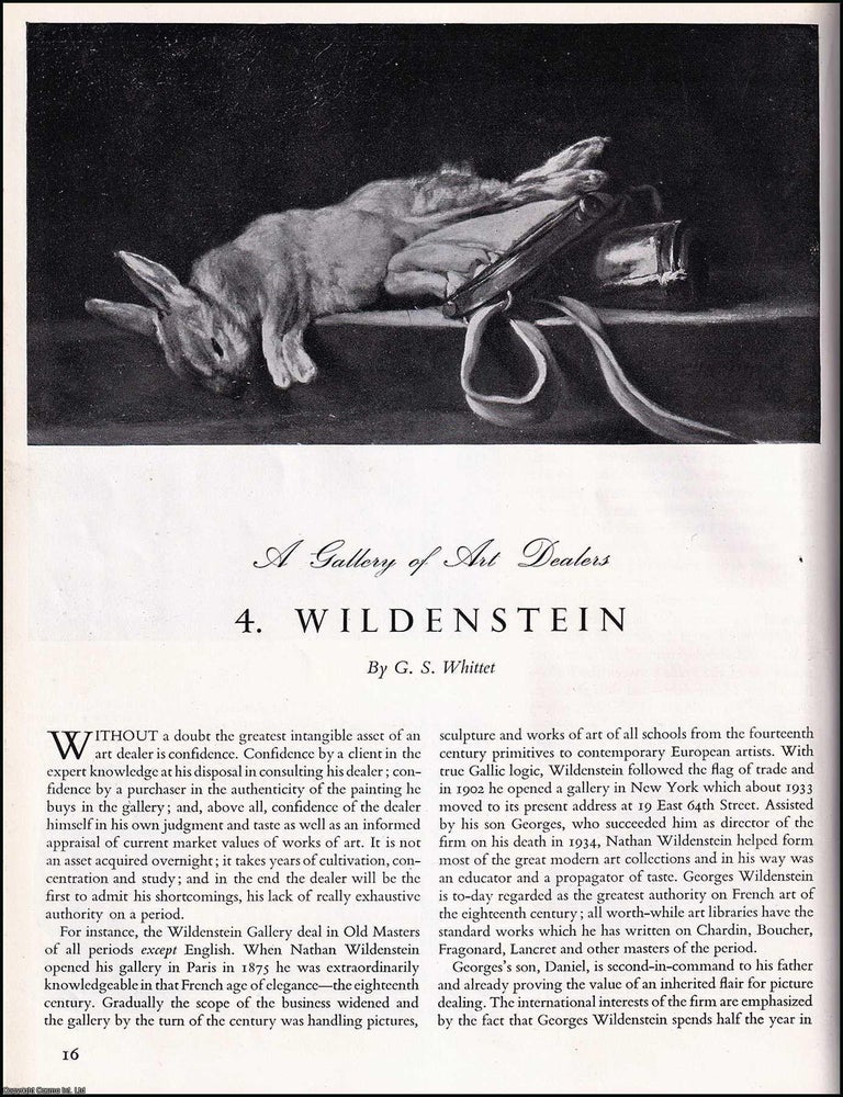 Item #268230 Wildenstein : A Gallery of Art Dealers. An original article from The Studio Magazine...