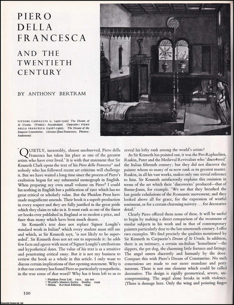 Item #268271 Piero Della Francesca and The Twentieth Century. An original article from The Studio...
