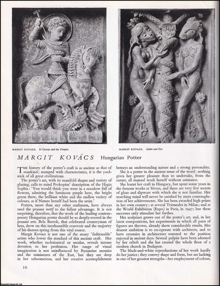 Item #268597 Margit Kovacs : Hungarian Potter. An original article from The Studio Magazine of...