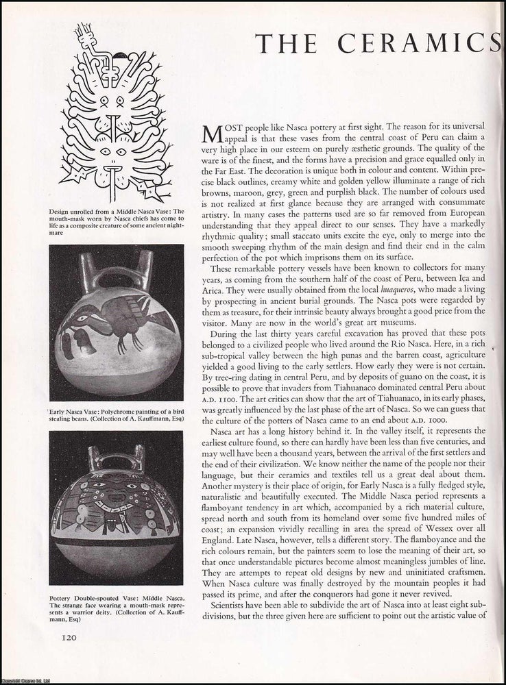 Item #268630 The Ceramics of Nasca, Peru. An original article from The Studio Magazine of Fine...