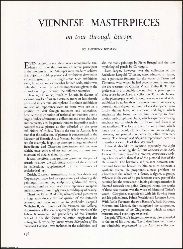 Item #268632 Viennese Masterpieces on Tour Through Europe. An original article from The Studio...