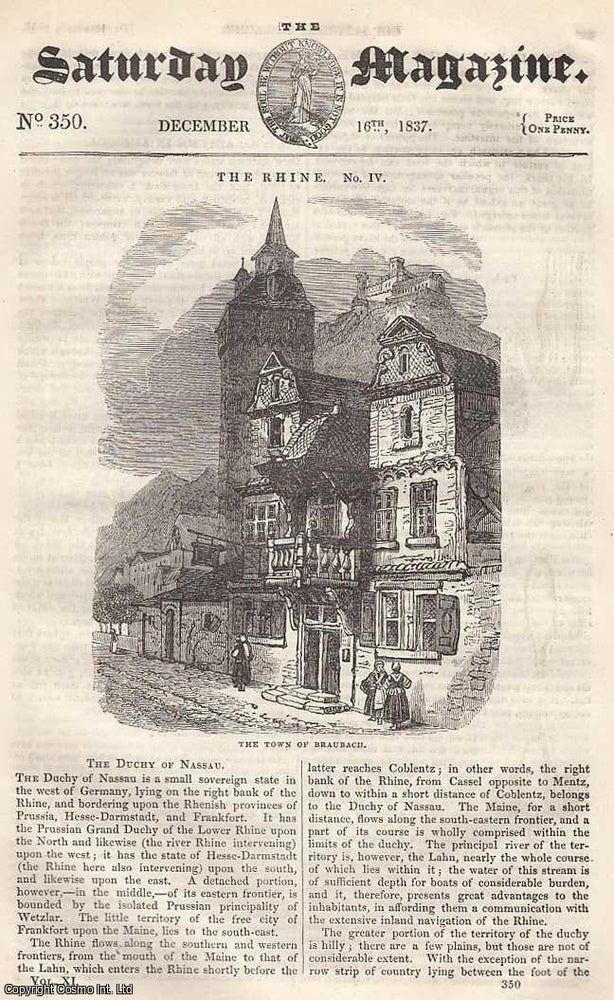 Item #269982 The Rhine: The Duchy of Nassau; Popular Illustrations of Life Assurance; The Cat-Fish, or Sea-Wolf, etc. Issue No. 350. December, 1837. A complete rare weekly issue of the Saturday Magazine, 1837. Saturday Magazine.