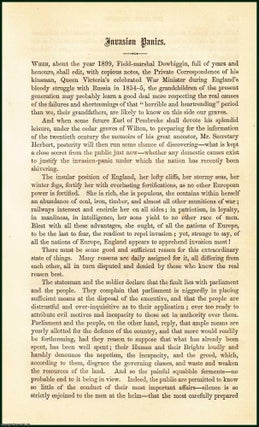 Item #274753 Invasion Panics. An uncommon original article from the Cornhill Magazine, 1860. M J....