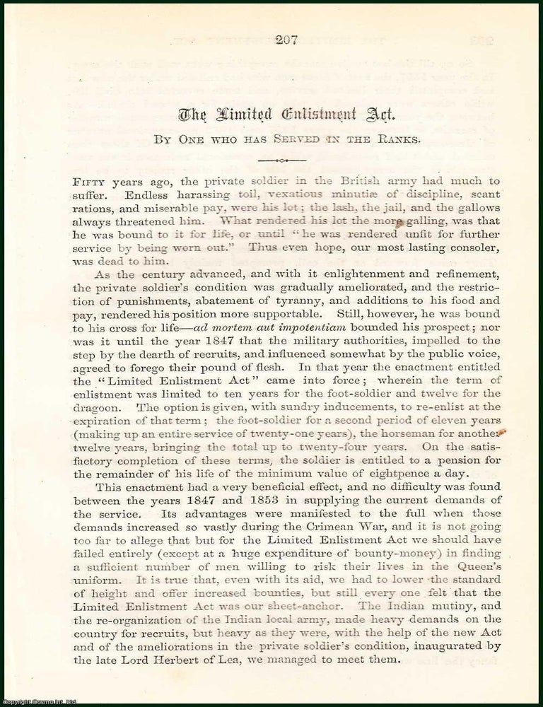 Item #275252 The Limited Enlistment Act : By One Who Has Served in The Ranks. The term of...
