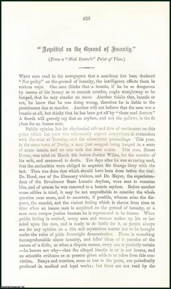 Item #275358 Chartist interest, Daniel McNaughton : Acquitted on The Ground of Insanity, From a...