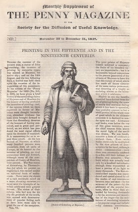 John Gutenberg: Printing in The Fifteenth and in The Nineteenth Centuries. Issue No. 369, December 31st, 1837. A complete original weekly issue of the Penny Magazine, 1837.
