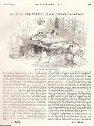 The Nottingham Lace-Manufactories, in 1843. The Penny Magazine : An Original Charles Knight. NOTTINGHAM LACE MAKING 1843.