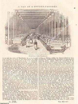 Manchester 1843 : A Day at a Cotton-Factory. The Penny Magazine : An Original Charles Knight. MANCHESTER COTTON FACTORIES 1843.