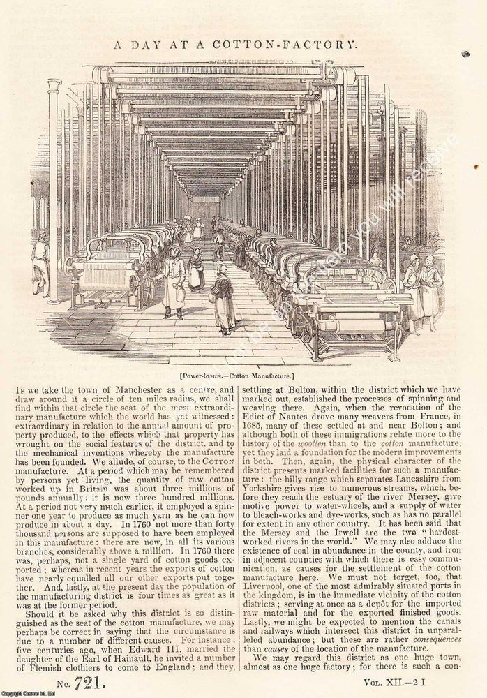 Item #283872 Manchester 1843 : A Day at a Cotton-Factory. The Penny Magazine : An Original...